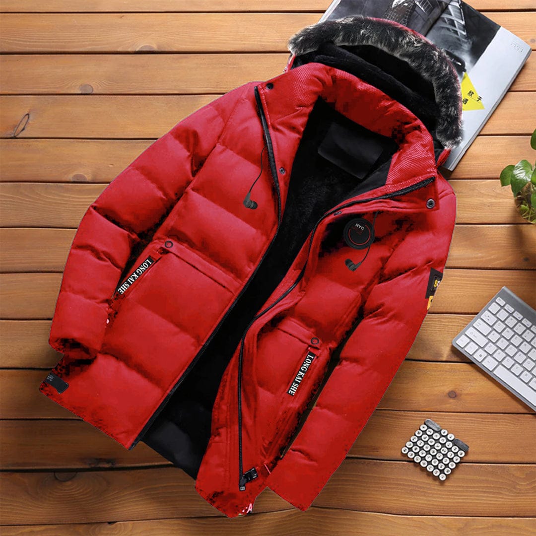 IMPORTED THICK LUXURIANT FUR LINED PUFFER JACKET WITH BUILT-IN HEADPHONES