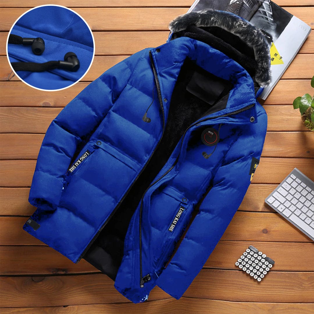 IMPORTED THICK LUXURIANT FUR LINED PUFFER JACKET WITH BUILT-IN HEADPHONES