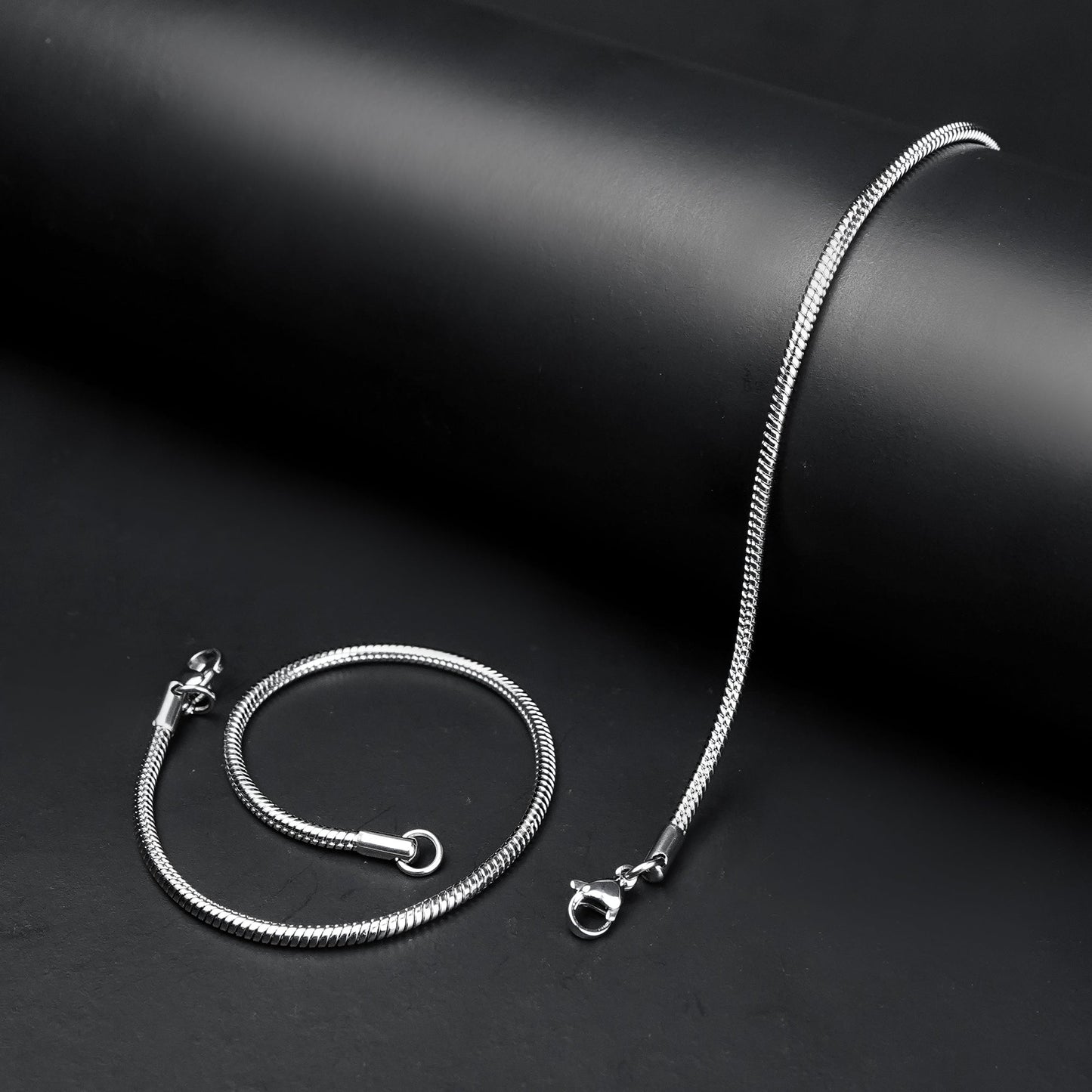 2mm Silver flex round snake Bracelet -316L