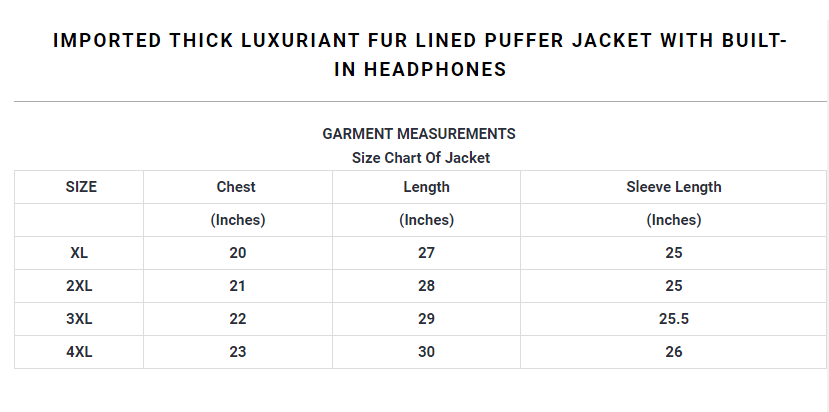 IMPORTED THICK LUXURIANT FUR LINED PUFFER JACKET WITH BUILT-IN HEADPHONES