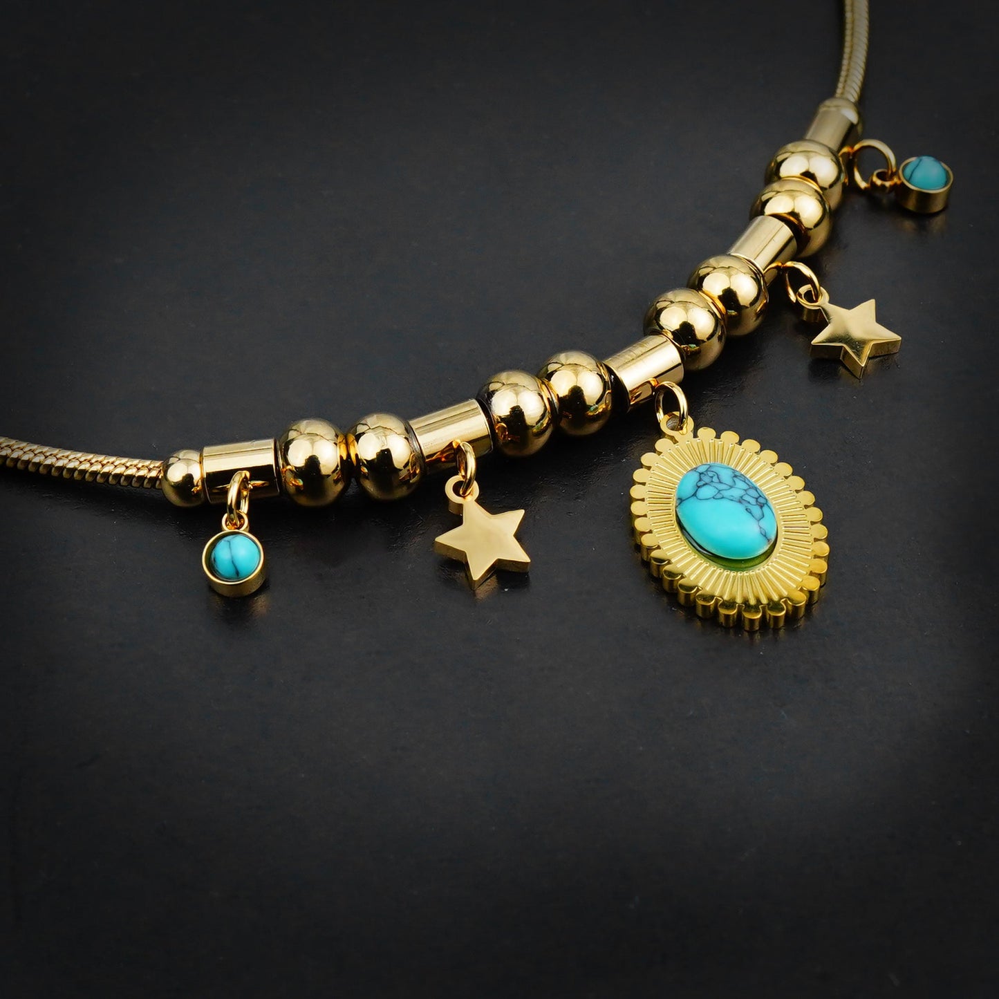 Golden Multi Charm Star Bracelet-316L