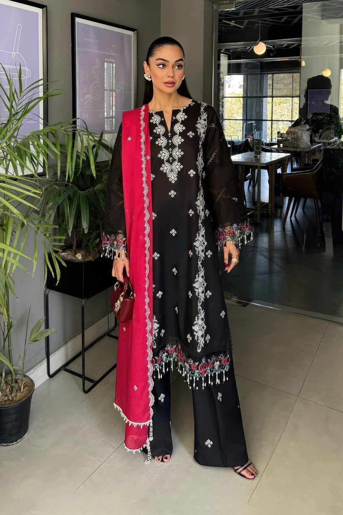 Embroidered - 3 Pc Lawn Suit (Dyed Embroidered Dupatta)