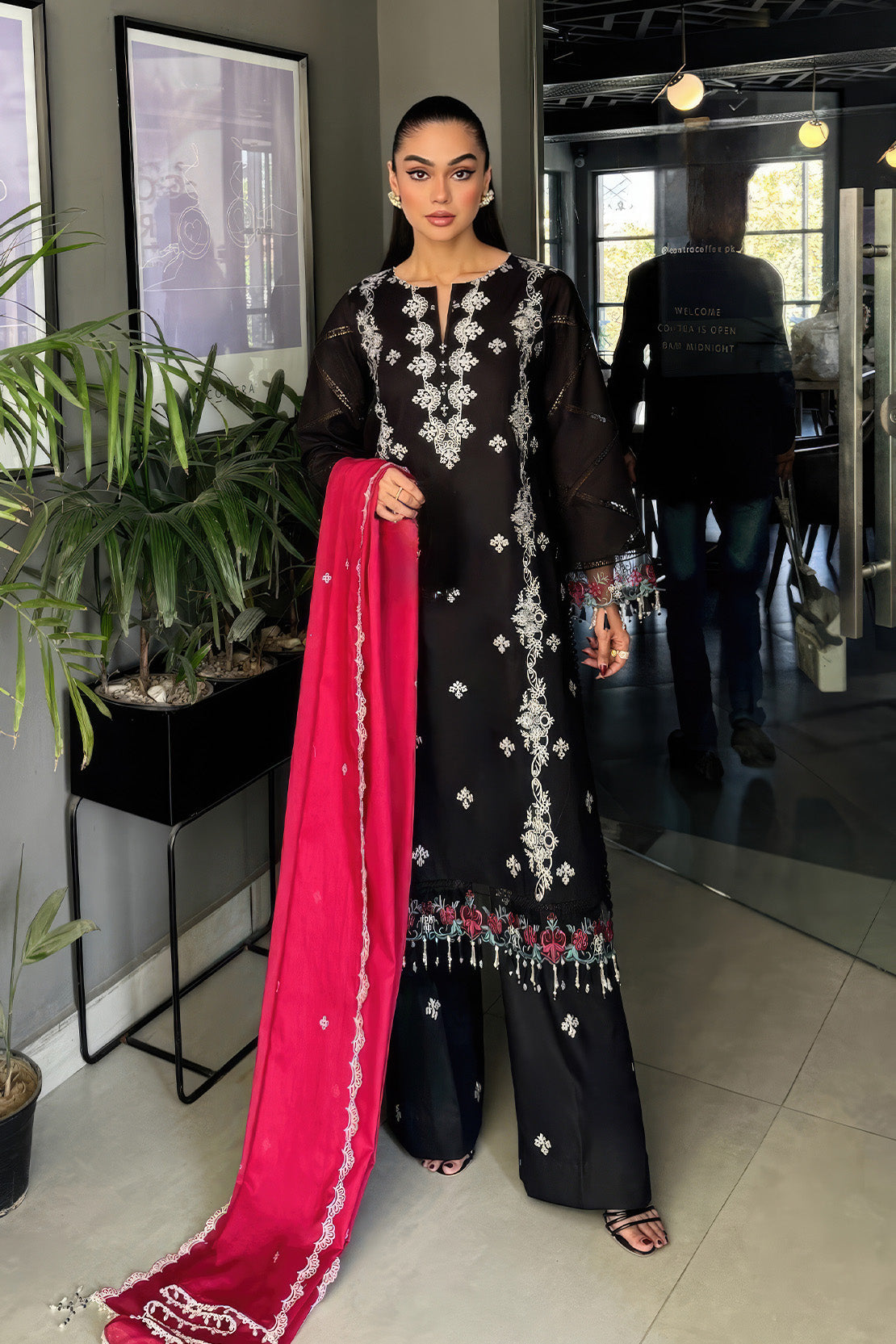 Embroidered - 3 Pc Lawn Suit (Dyed Embroidered Dupatta)