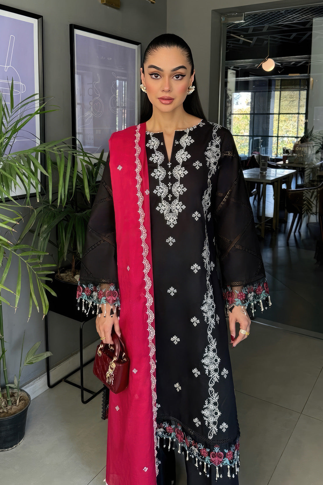Embroidered - 3 Pc Lawn Suit (Dyed Embroidered Dupatta)