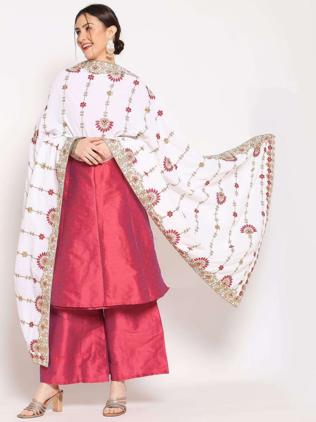 Velvet Dupatta with Floral Embroidery