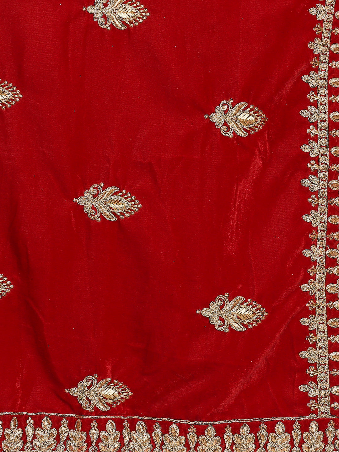 Men's Maroon Velvet Dupatta with Embroidered Gold Motifs.