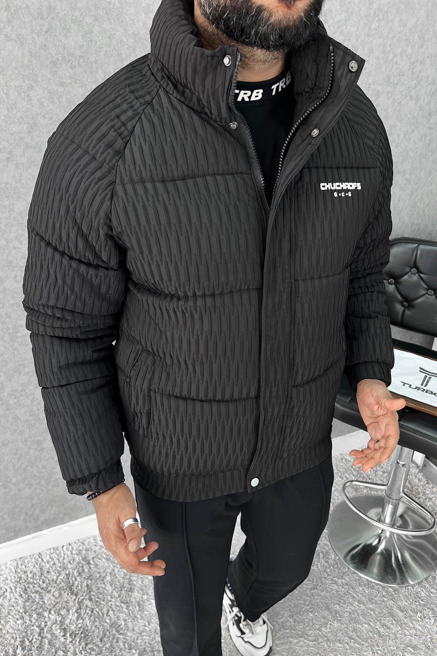 Warm Motif Pattern Padded Imported Puffer Jacket