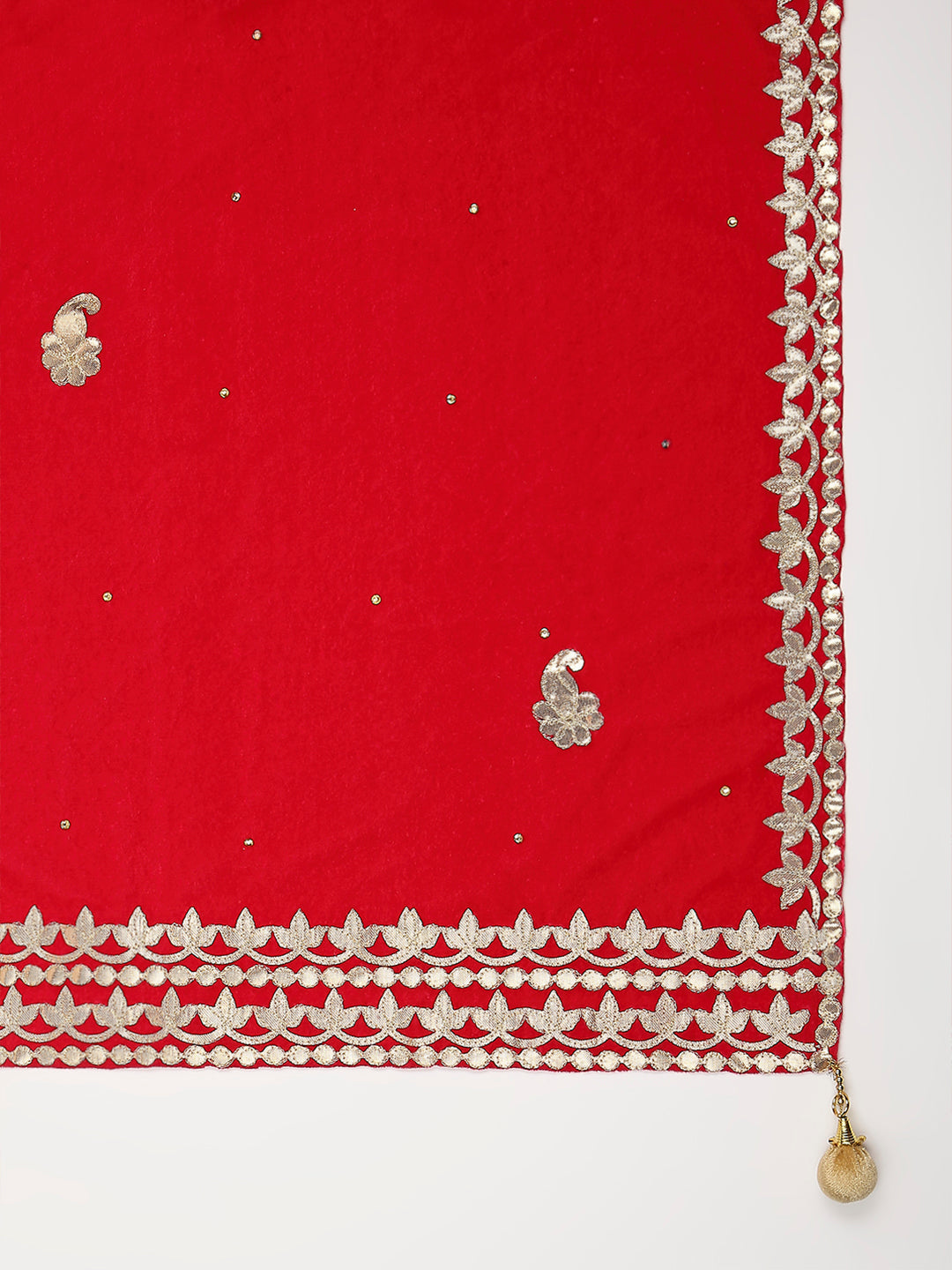 Gotta Patti Work Velvet Dupatta With Danglers