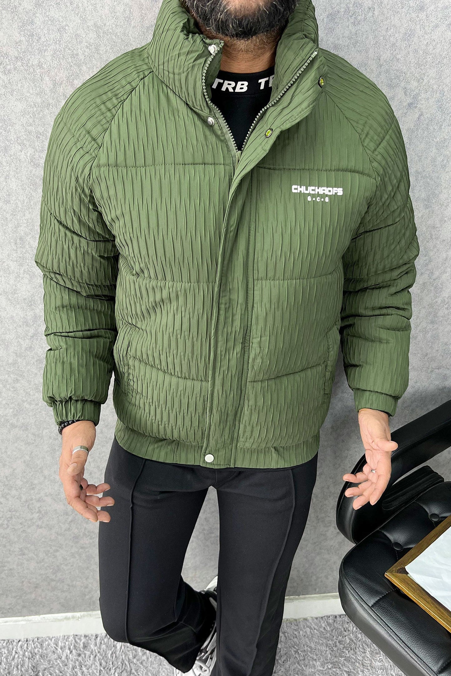 Warm Motif Pattern Padded Imported Puffer Jacket