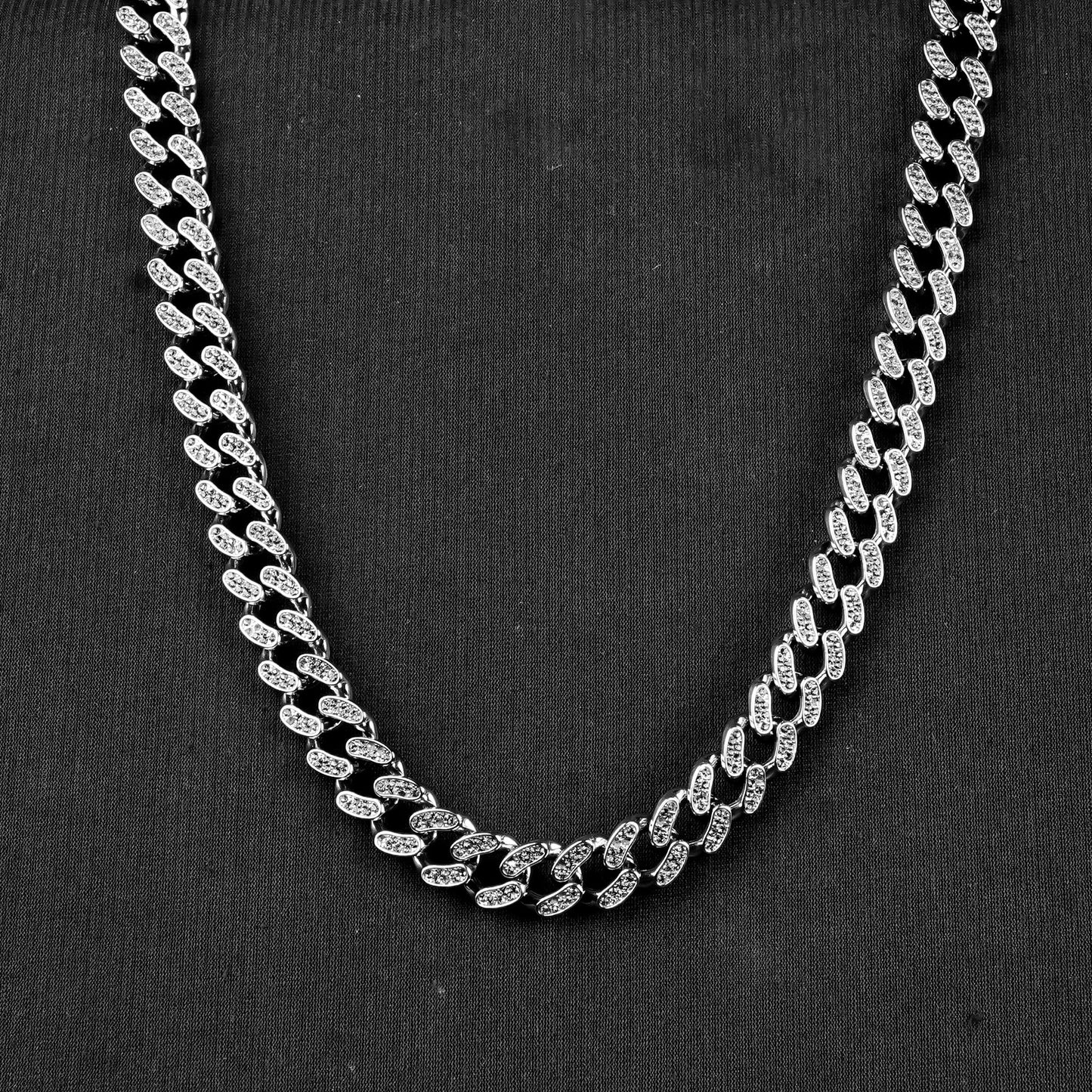12mm Silver flex Beaded Miami Cuban chain -316L