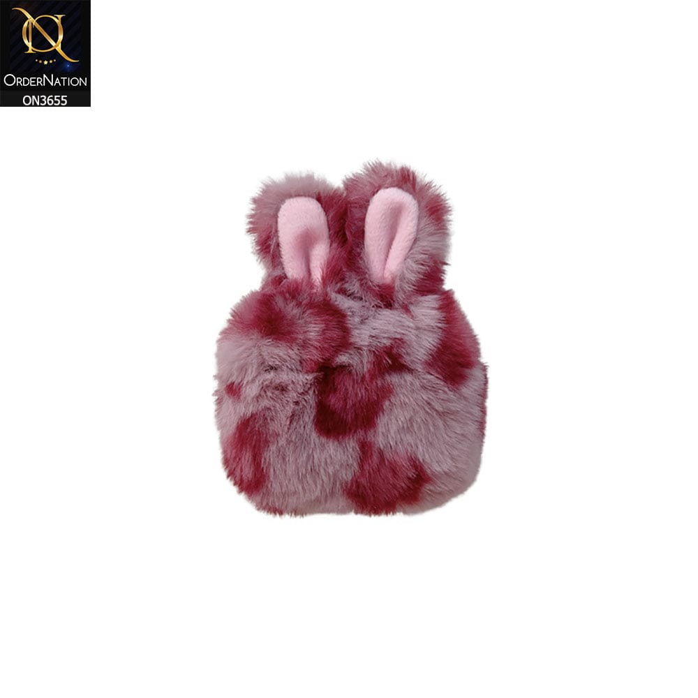 Airpods Pro Cover - Pink - Fluffy Winter Warm Ear PLush Hard Silicone Airpods Case