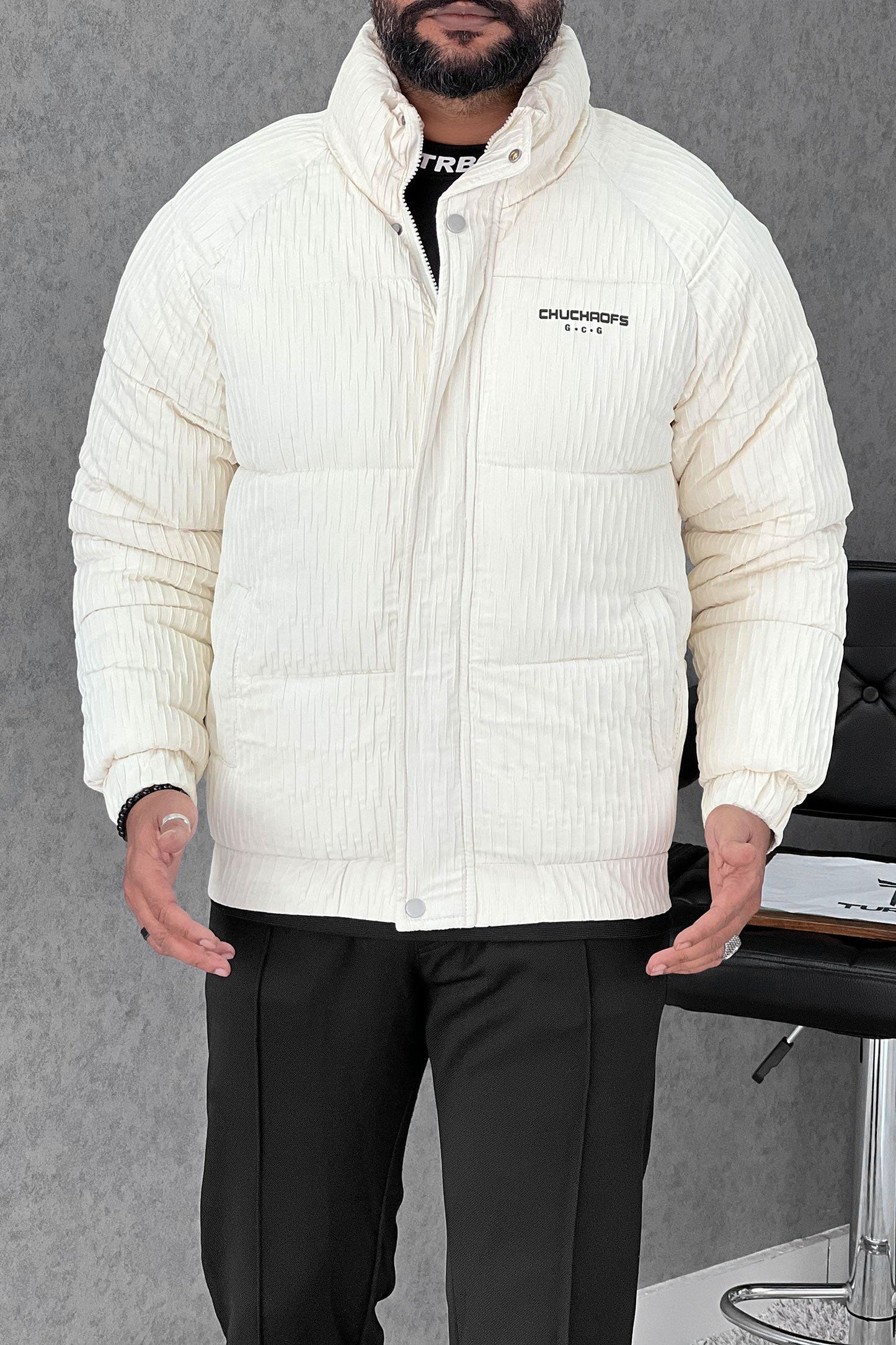 Warm Motif Pattern Padded Imported Puffer Jacket