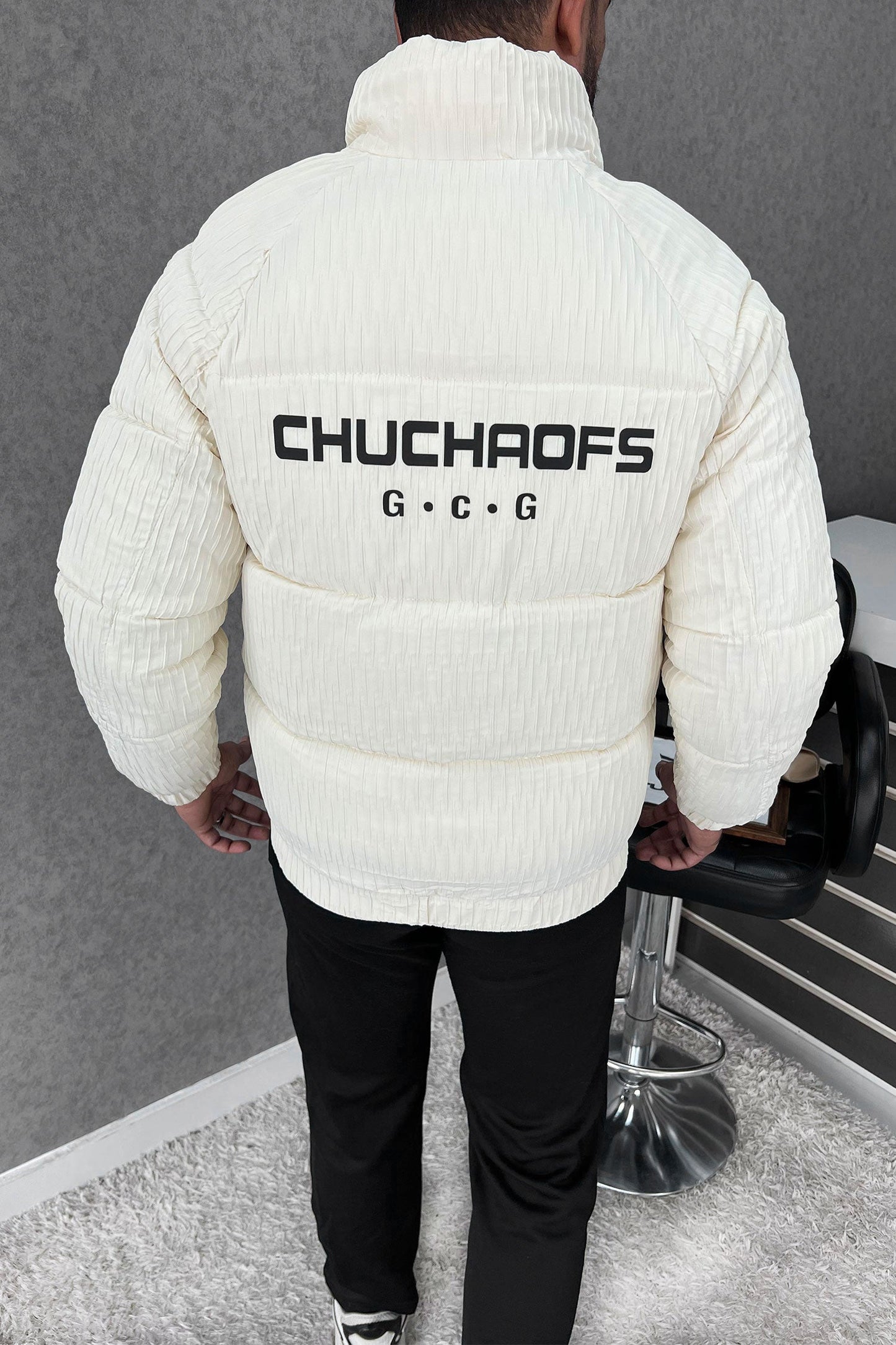 Warm Motif Pattern Padded Imported Puffer Jacket