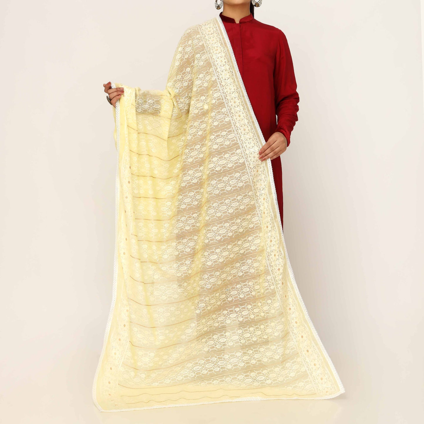 Yellow Embroidered Dupatta PD5467