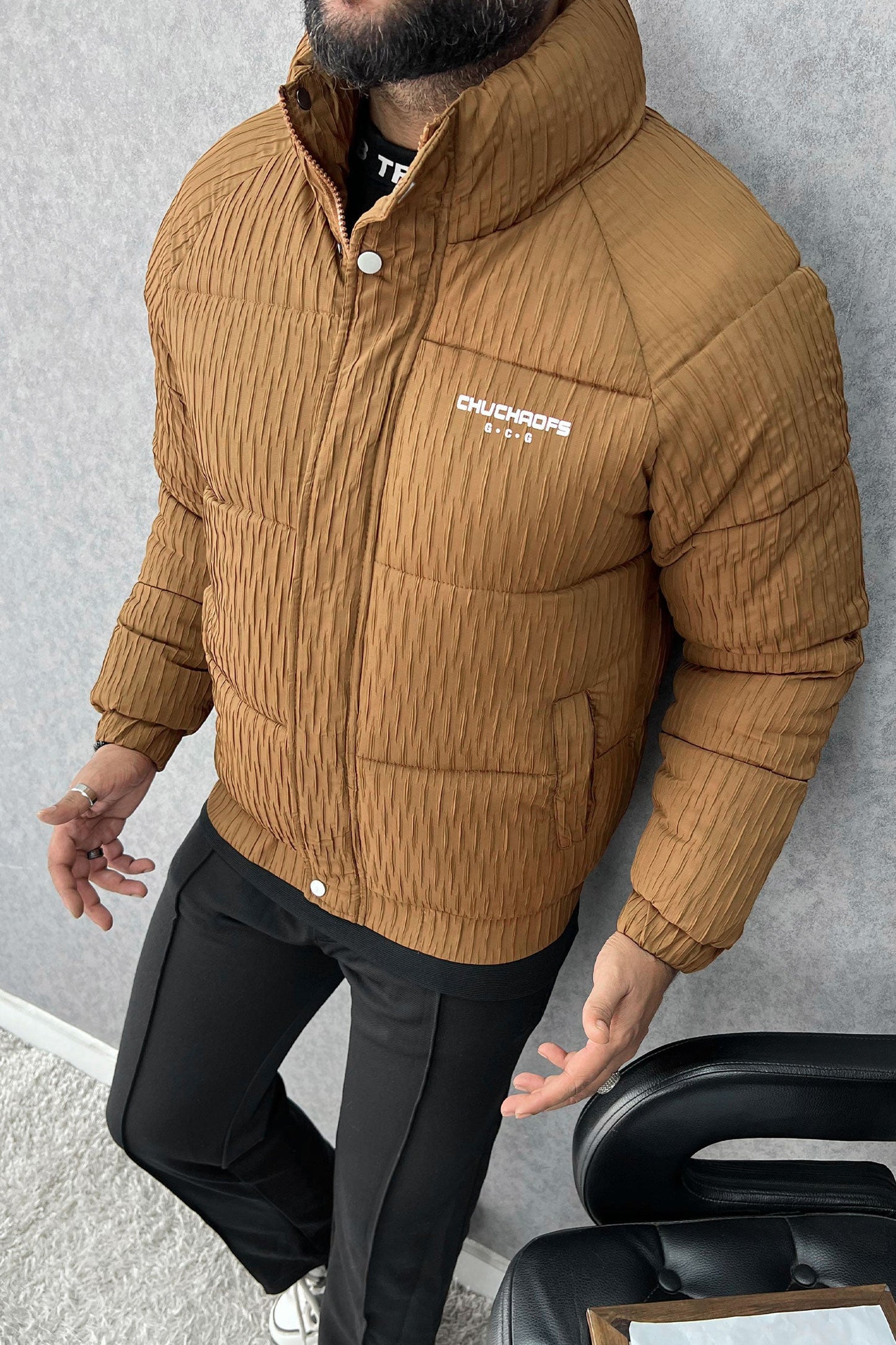 Warm Motif Pattern Padded Imported Puffer Jacket
