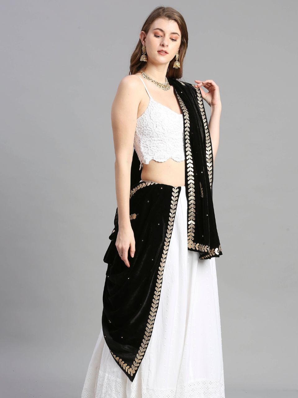 Gotta Patti Work Velvet Black Dupatta