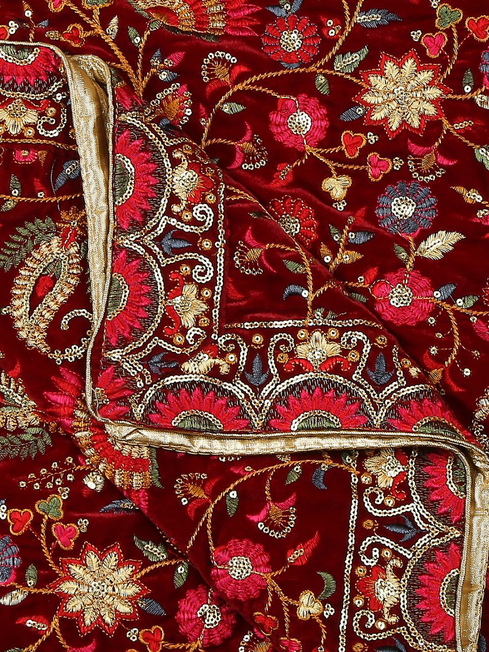 All Over Floral Embroidered Velvet Dupatta