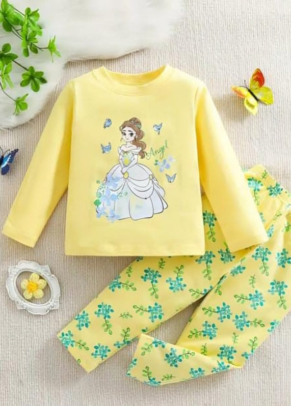 Yellow Barbie Doll Pajama Set Kids Wear