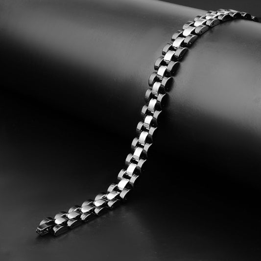 12mm Black Silver Rado chain Bracelet