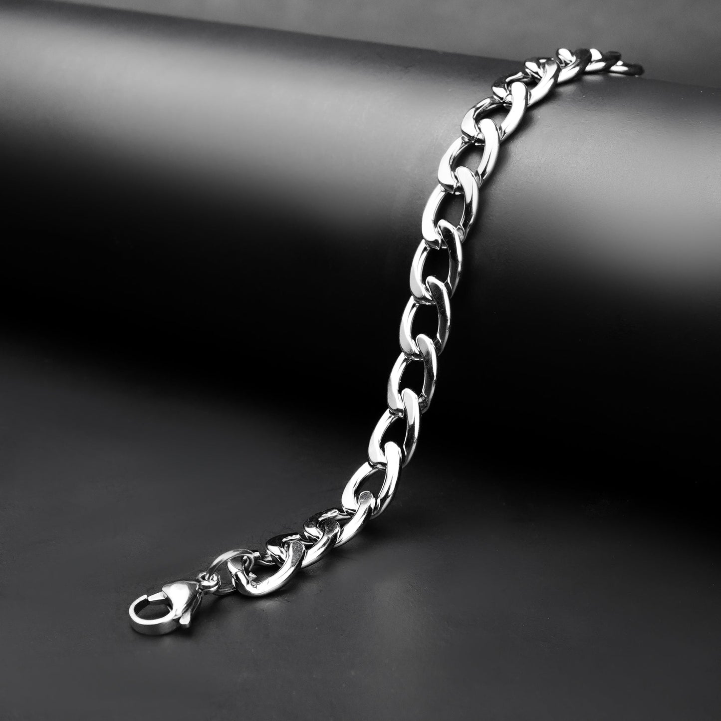 10mm Silver Flex Link Curb chain Bracelet -316L