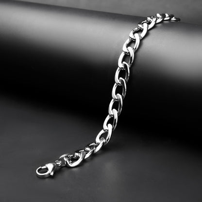 10mm Silver Flex Link Curb chain Bracelet -316L