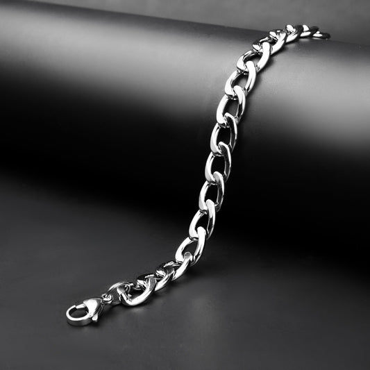 10mm Silver Flex Link Curb chain Bracelet -316L