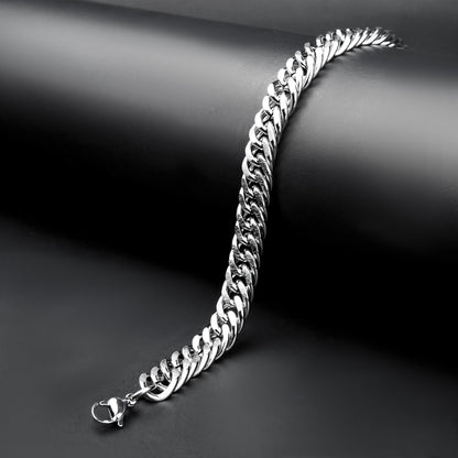8mm Silver flex Miami Cuban chain Bracelet -316L