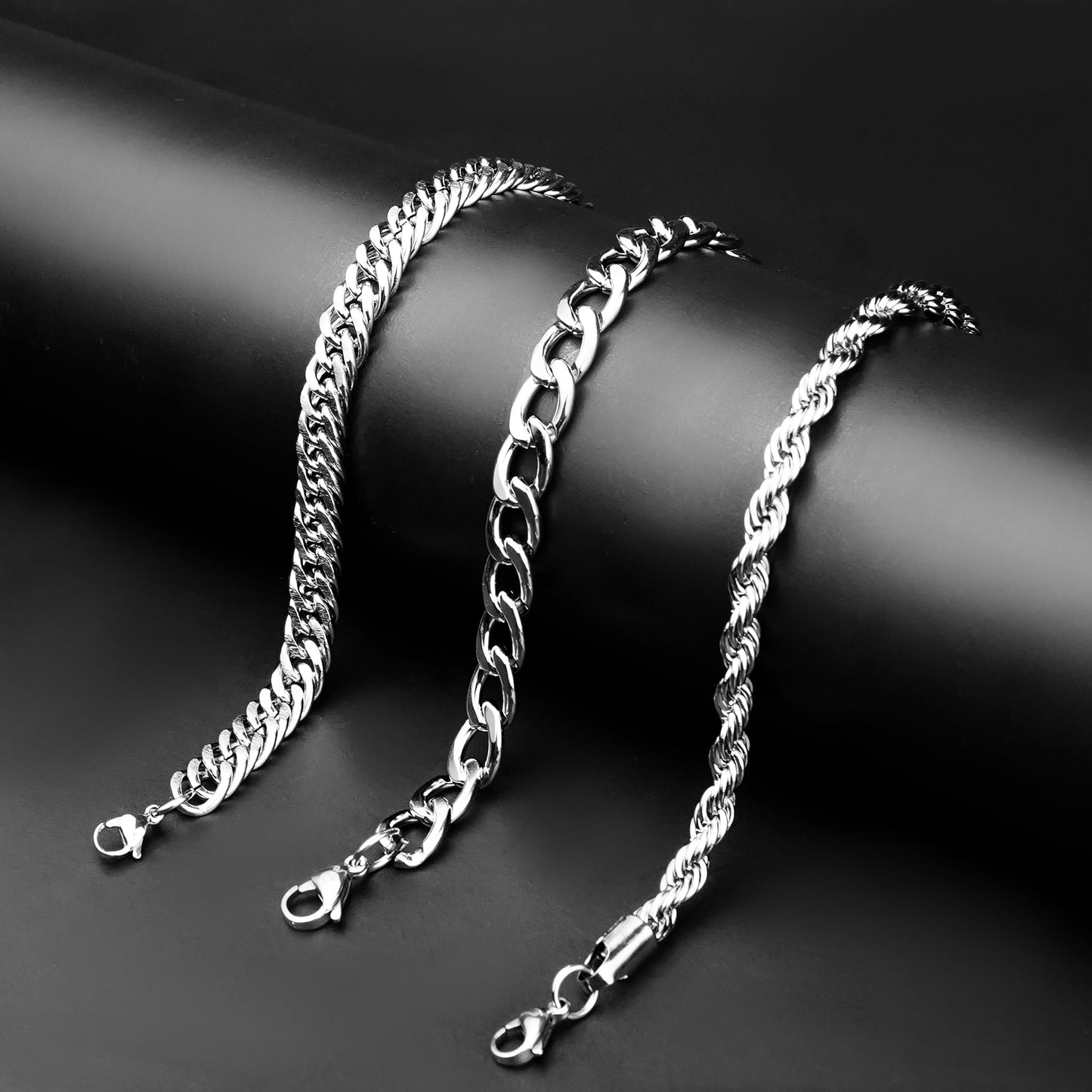8mm Silver flex Miami Cuban chain Bracelet -316L