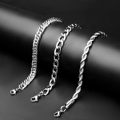 8mm Silver flex Miami Cuban chain Bracelet -316L