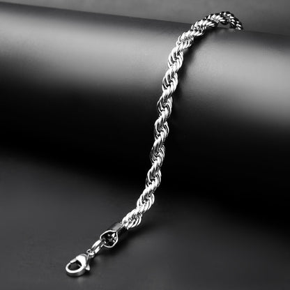 5mm Silver Flex Rope Chain Bracelet  -316L