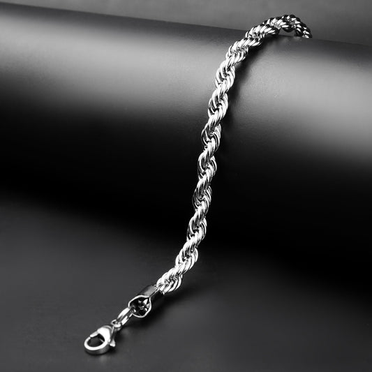 5mm Silver Flex Rope Chain Bracelet  -316L