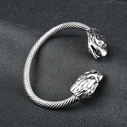 6mm Silver Metallic Eagle Cuff Bangle bracelet -316L