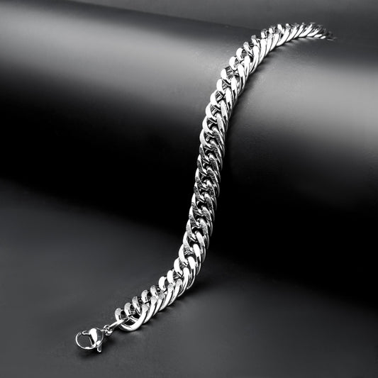 10mm  Silver Miami Cuban Link Bracelet -316L