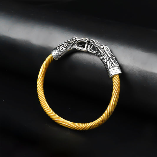 Silver & Golden  Metallic Dragon Cuff  Bangle