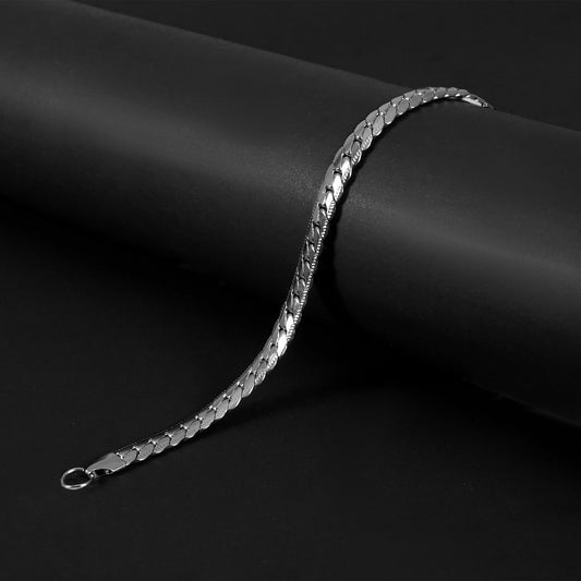 8mm Silver flex Cuban curb chain Bracelet -316L