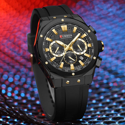 CURREN 8464 Men's Rubber Straps Watch
