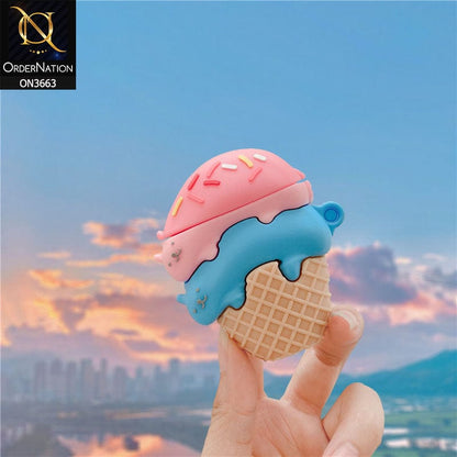 Apple Airpods 1 / 2 Cover - Pink - 3D Ice Cream Shapre Soft Silicone Airpods Case