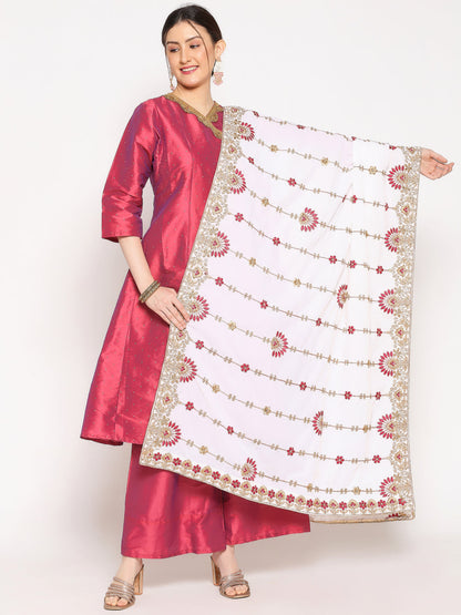 Velvet Dupatta with Floral Embroidery
