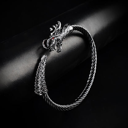 6mm Black Metallic Draco Cuff  Bangle -316L