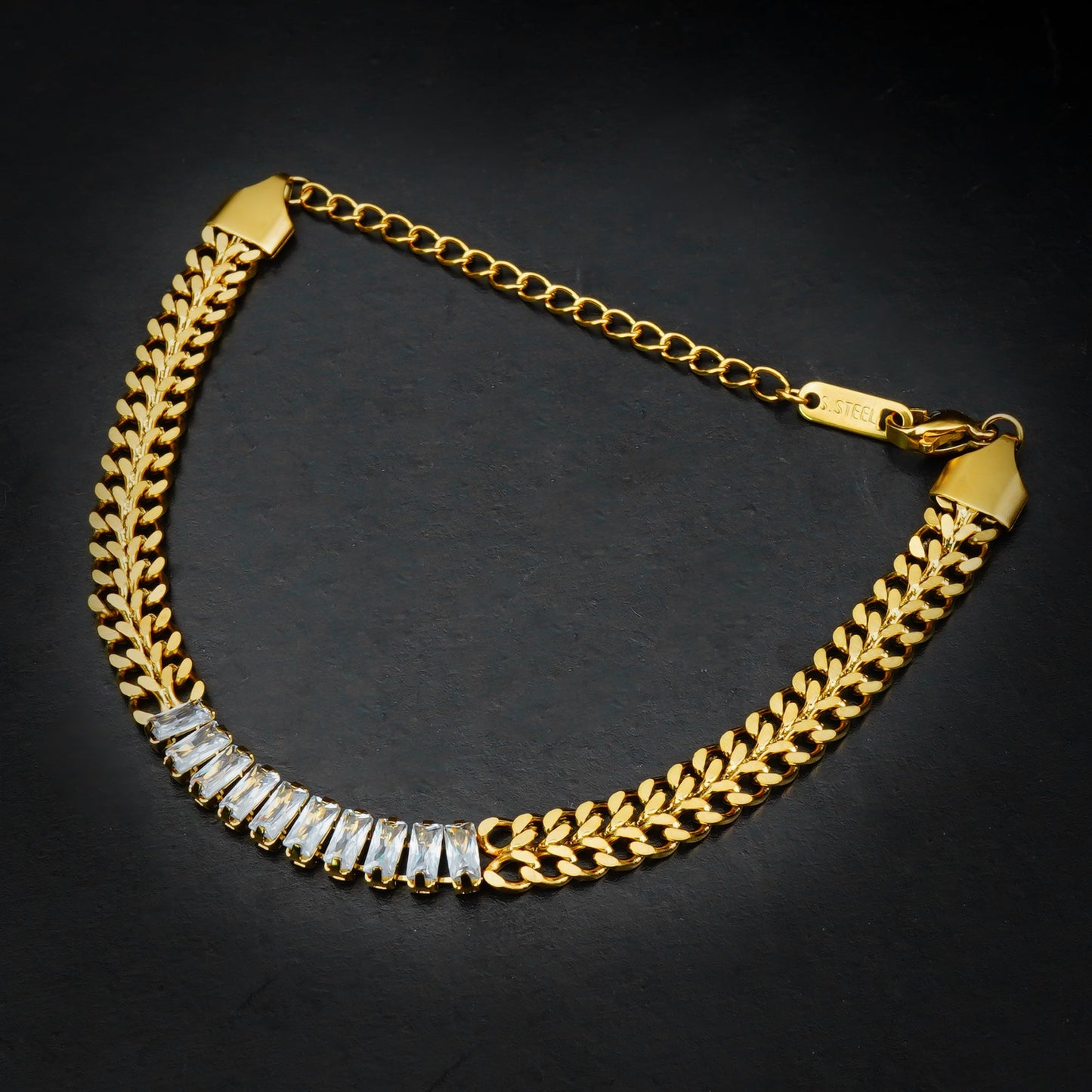 Golden Emerald Crystal Bracelet -316L