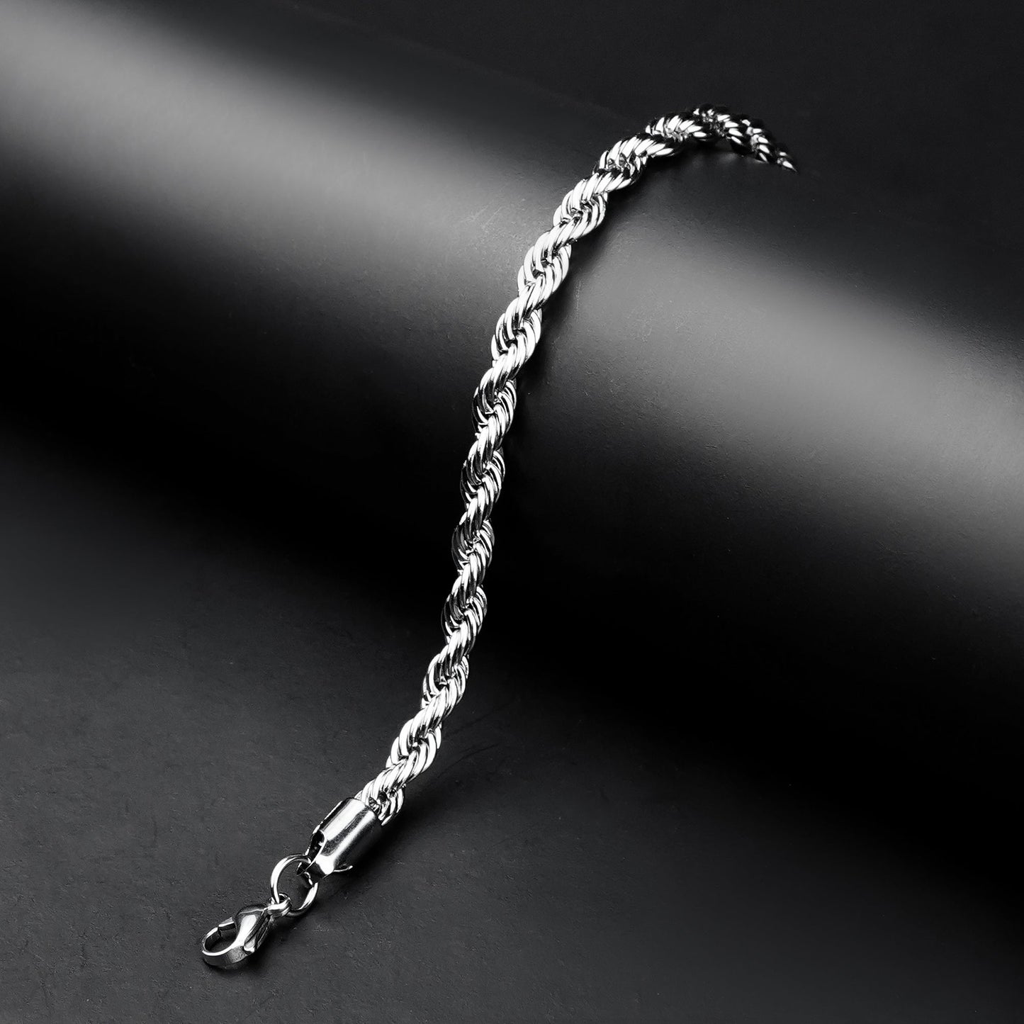 5mm Silver Flex Rope Chain Bracelet  -316L