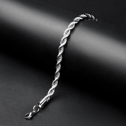 5mm Silver Flex Rope Chain Bracelet  -316L