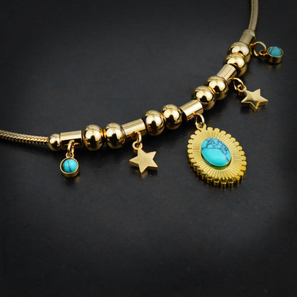 Golden Multi Charm Star Bracelet-316L