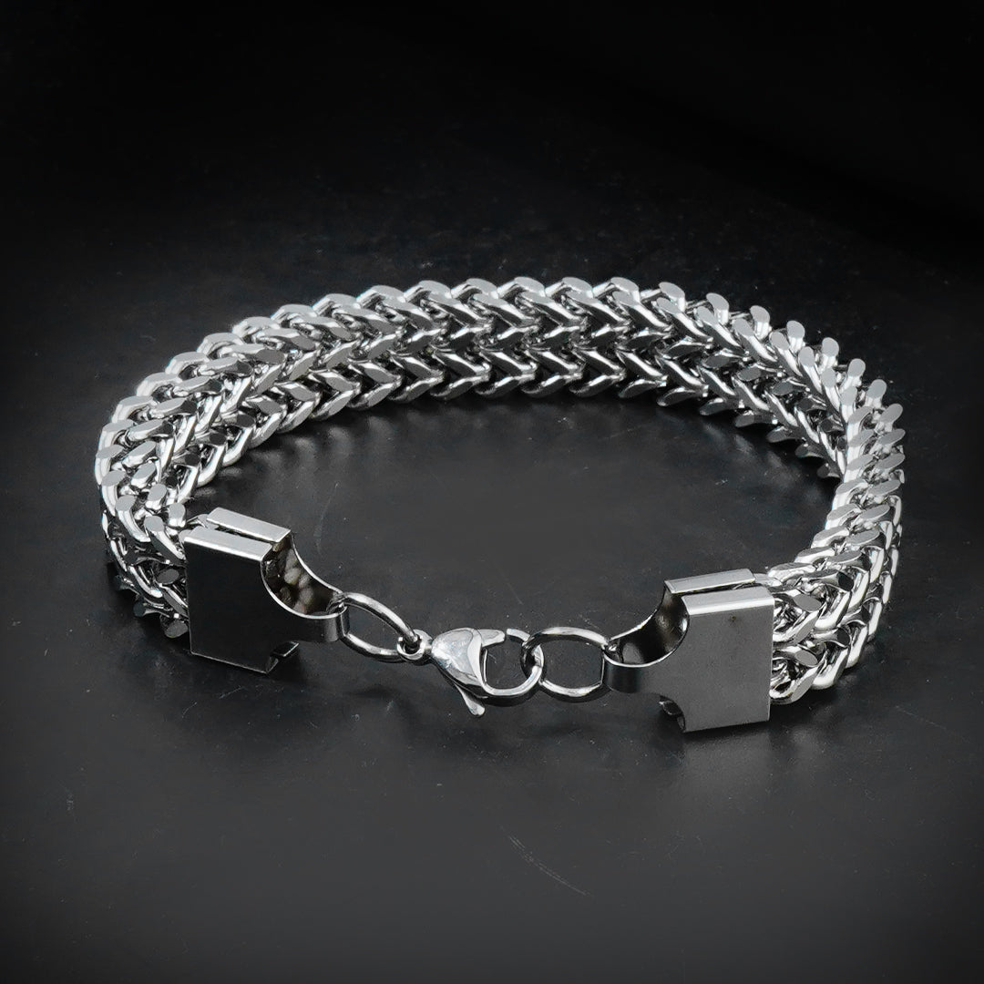 9mm Silver Double Square Wheat -316L