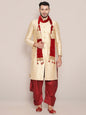 Men's Maroon Embroidered Velvet Stole