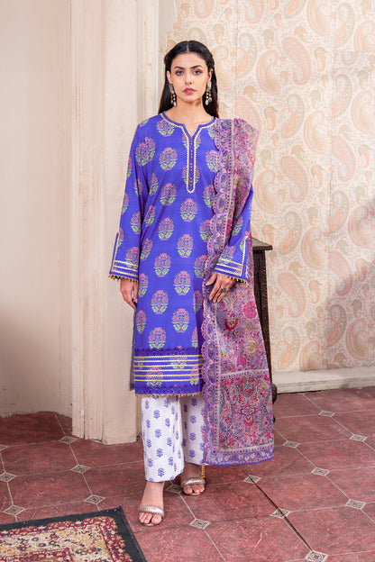 Embroidered - 3 Pc Lawn Suit (Organza Dupatta)