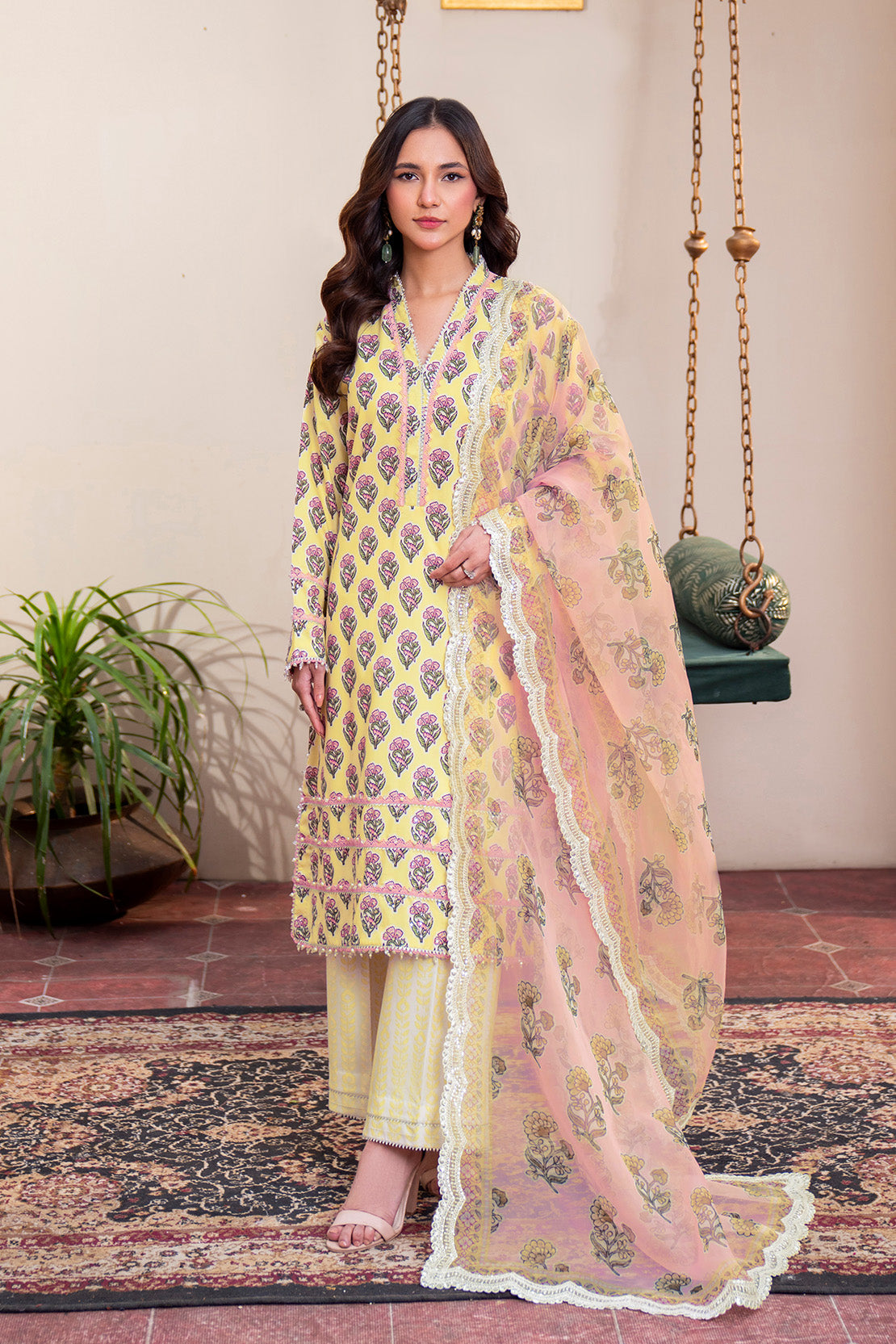 Embroidered - 3 Pc Lawn Suit (Organza Dupatta)