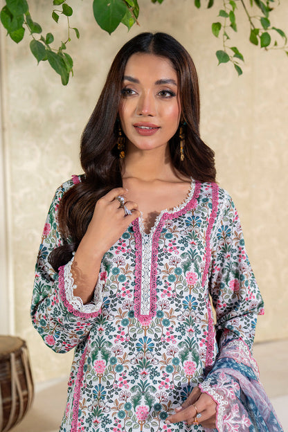 Embroidered - 3 Pc Lawn Suit (Organza Dupatta)