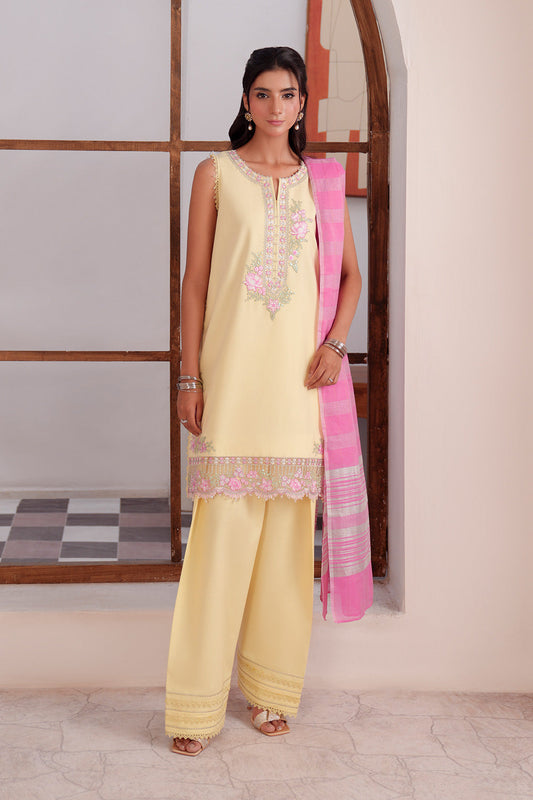 Embroidered - 3 Pc  Lawn Suit (Dyed Jacquard Dupatta)