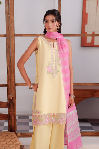 Embroidered - 3 Pc  Lawn Suit (Dyed Jacquard Dupatta)